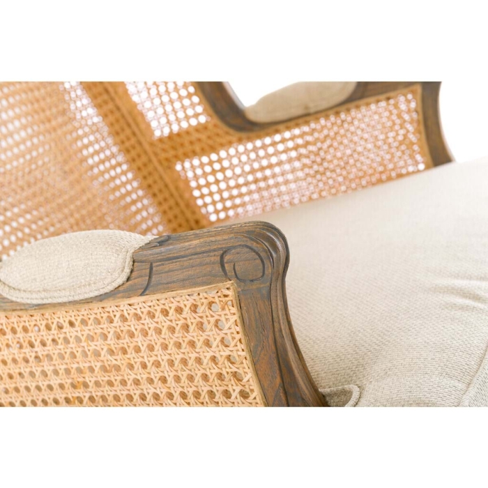 Sessel Ersilia aus Eiche, Leinen & Rattan